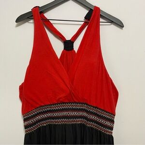 Speed Control Halter Top Dress 3X Red/Blk/Khaki Maxi Y2K Smocked Sundress Cotton